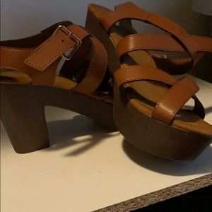 Brown heeled sandals